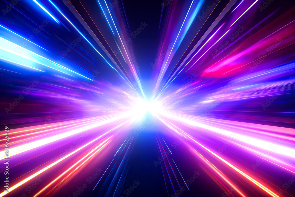 Abstract retro neon background with neon lines converging on the horizon Abstract retro neon background with neon lines converging on the horizon