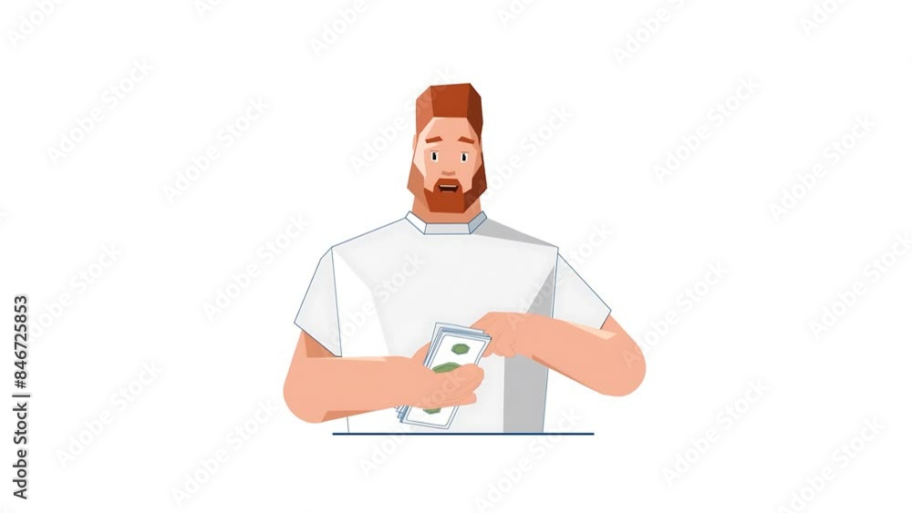 2D Illustration of Rich Man Counting a Stack of Money 2D Illustration of Rich Man Counting a Stack of Money