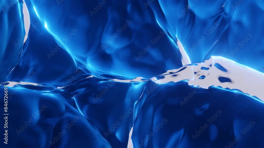 Animación del mar en movimiento de color azul. Tecnología dinámica. Fondo azul con texturas.