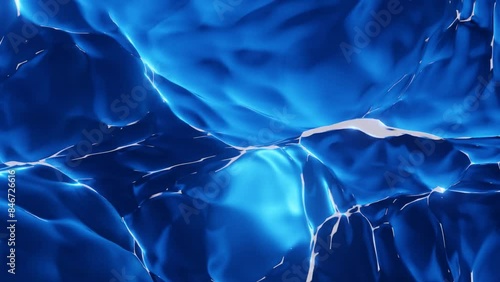 Fondo azul abstracto en movimiento. Concepto de océano con burbujas con energía. photo