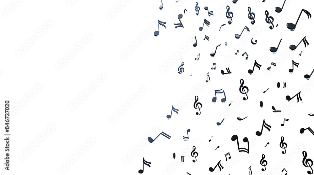 Musical notes on a transparent background