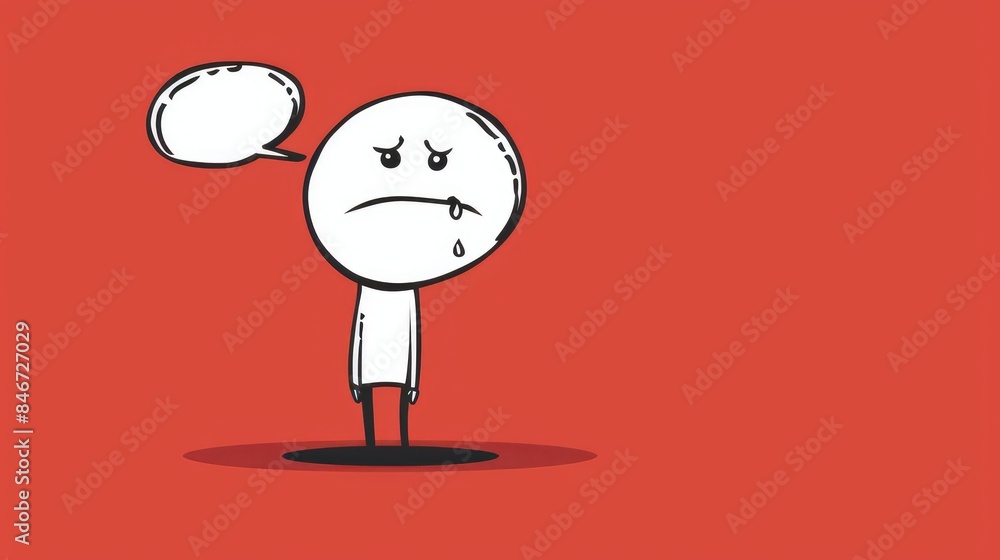 Upset stick figure on call with speech bubble Upset stick figure on call with speech bubble