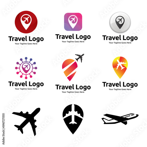 Photos Set of Pin map illustration for travel icon logo design