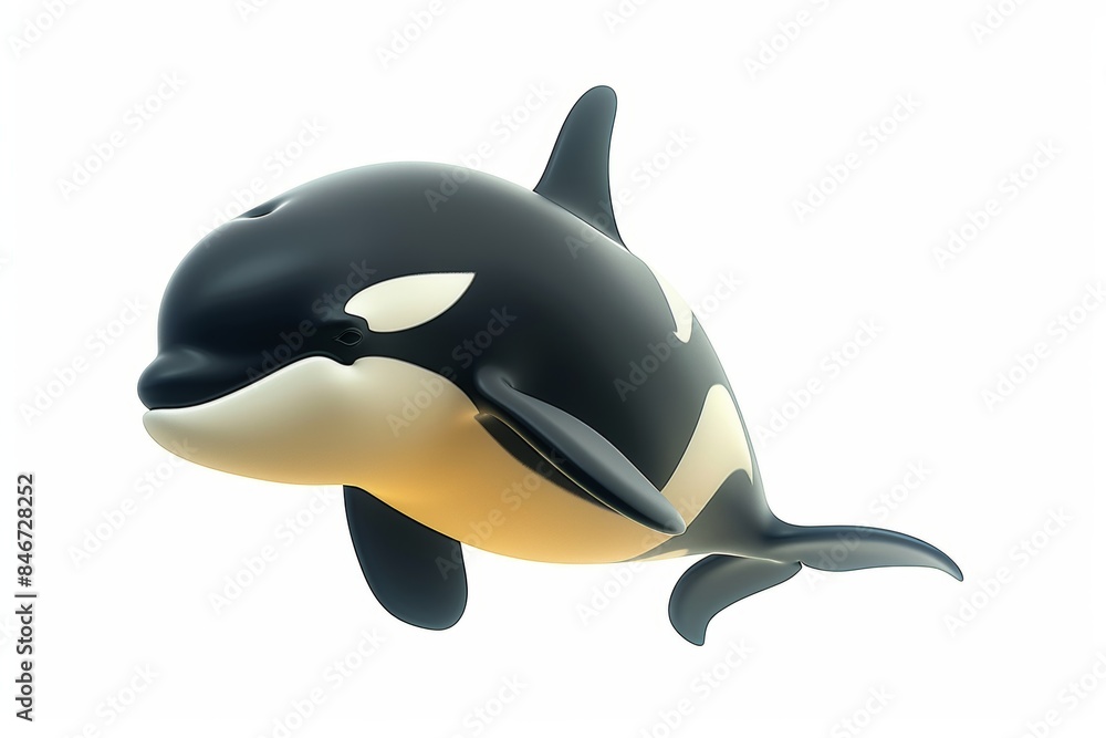 Naklejka premium Graceful orca whale in isolated white background