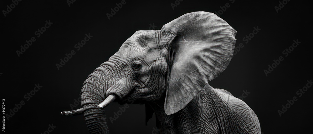 elephant, emblem of wildlife, stands isolated, its trunk and tusks symbolizing nature's grandeur elephant, emblem of wildlife, stands isolated, its trunk and tusks symbolizing nature's grandeur