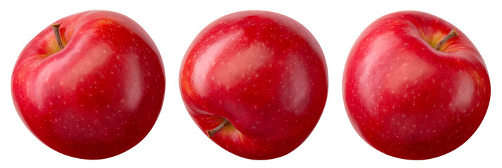 Red apple isolated png. Red apple collection on transparent background. PNG format. Red apple set with no background. Full depth of field.
