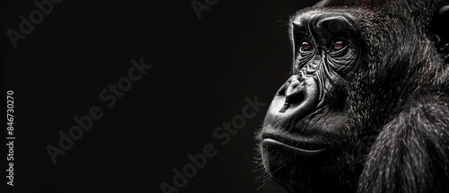 gorilla looking against a black background