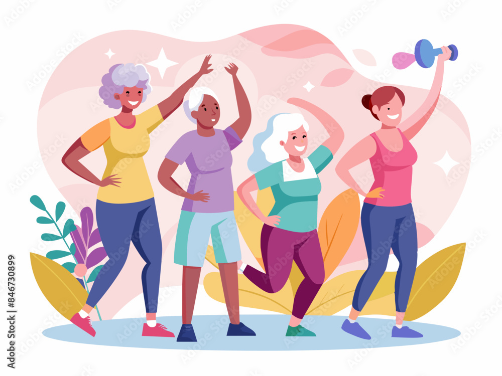 Inclusive Group of Elderly People Participating in an Activity - Community and Diversity Vector Illustration Inclusive Group of Elderly People Participating in an Activity - Community and Diversity Vector Illustration