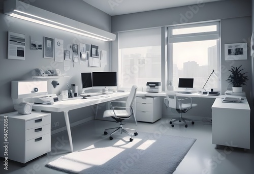 minimalist interior design style futuristic home office sleek furniture state of the art technology