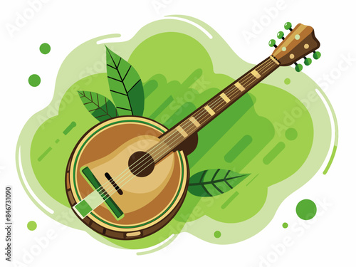 Banjo with Abstract Background - Vector Illustration