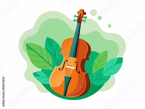 Cello with Abstract Background - Vector Illustration