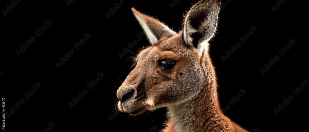 kangaroo looks away against the black backdrop, its silhouette blending into the mysteries of the night kangaroo looks away against the black backdrop, its silhouette blending into the mysteries of the night