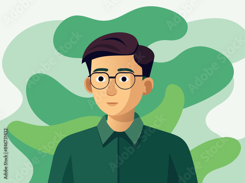 Eastern European Man with Glasses Looking Serious - Vector Illustration
