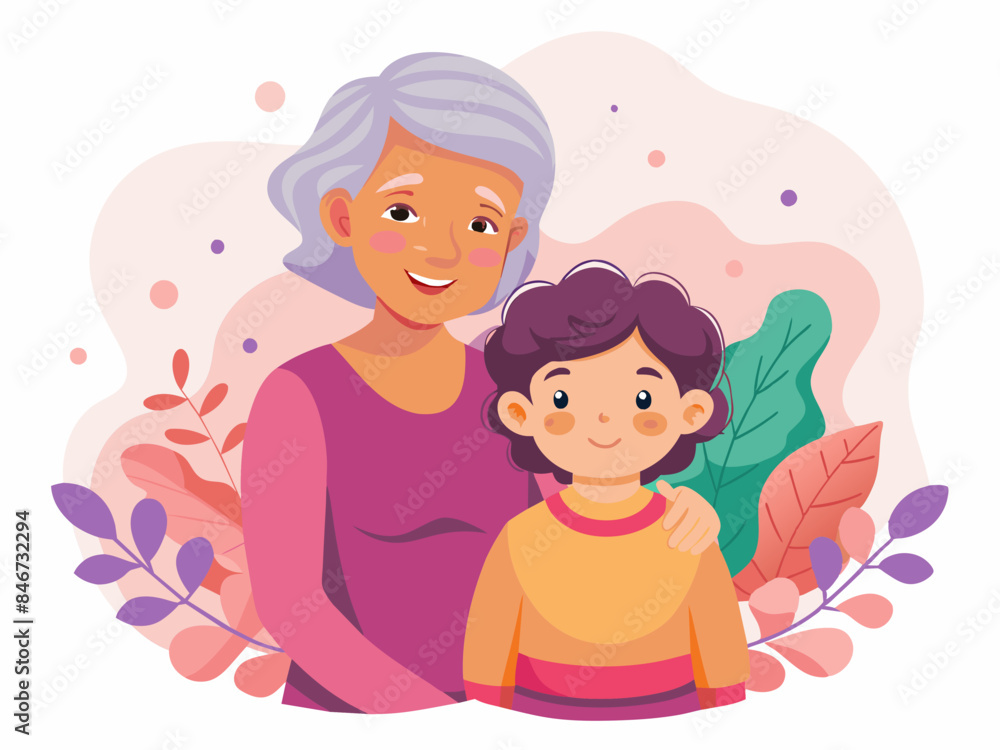 Grandma with Grandchild - Family Bonding Vector Illustration Grandma with Grandchild - Family Bonding Vector Illustration