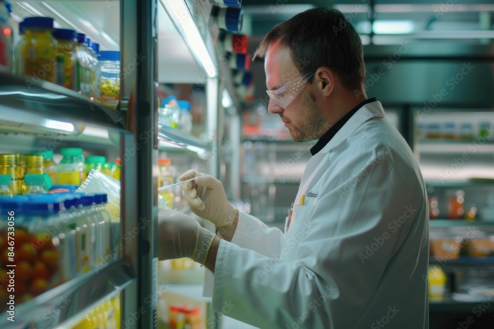 Food quality control expert inspecting specimens of groceries in the laboratory Food quality control expert inspecting specimens of groceries in the laboratory