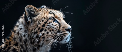 wild cats looking away against a black background © STOCKYE STUDIO
