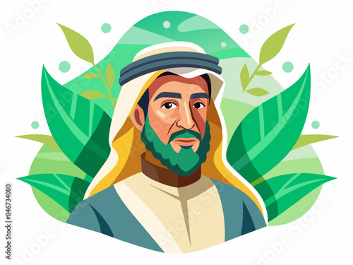 Middle Eastern Man with Traditional Hat - Cultural Identity Vector Illustration