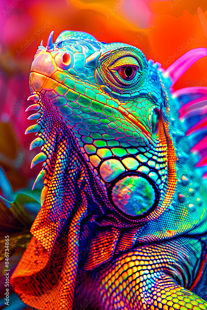 Obraz premium A colorful iguana with vibrant scales.