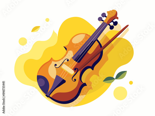 Violin with Abstract Background - Musical Instrument and Art Vector Illustration