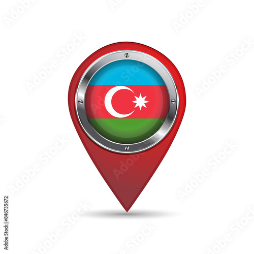 Free Download 3D location pin icon with Azerbaijan flag inside vector image design. - GFXLoad