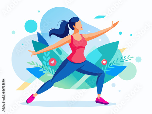 Woman Doing Zumba - Abstract Soft Hue Background Vector Art