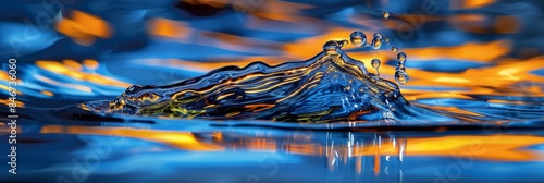 Macro fusion  colorful liquids mix in intricate patterns, showcasing light color interplay photo