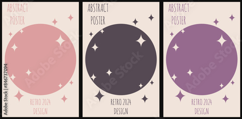Set of vintage simple Boho poster covers. Minimalism Abstract posters collection. Millezim vector illustration can used web and social media postcard, banner template. EPS 10