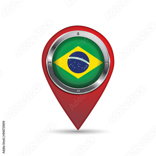 3D pin location icon with Brazil flag inside vector image design Free Download 3D pin location icon with Brazil flag inside vector image design - GFXLoad