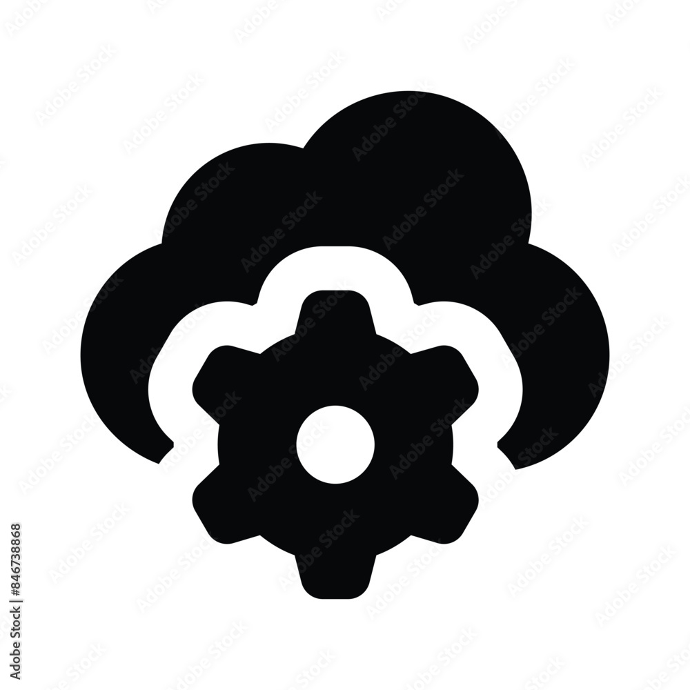 Gear with cloud showing icon of cloud setting, cloud management Gear with cloud showing icon of cloud setting, cloud management