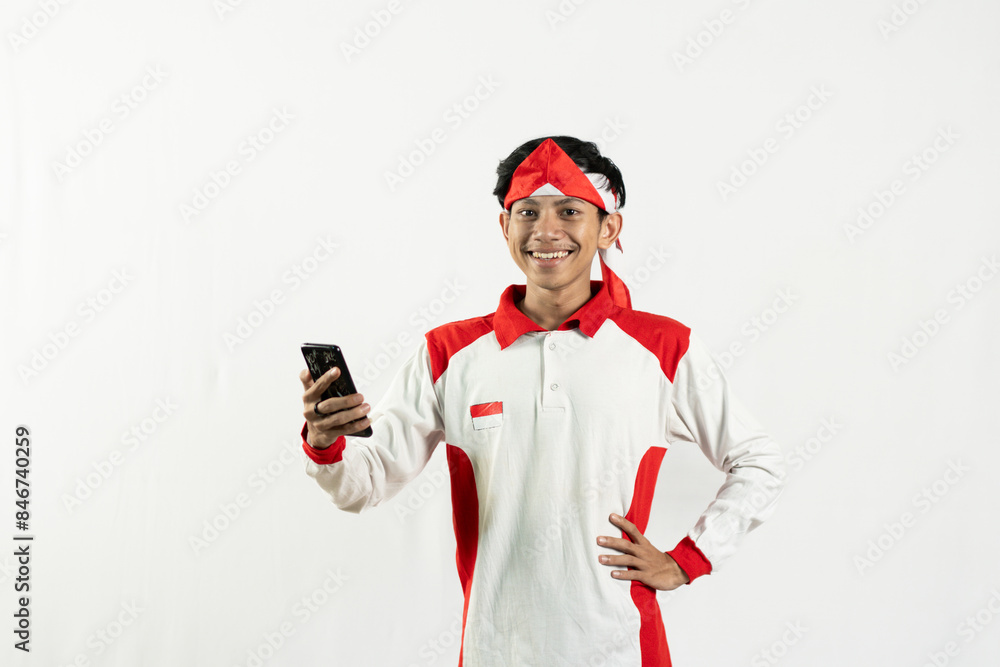 asian young man posing with his index finger, celebrating independence day 17 august, independence day concept, isolated white background asian young man posing with his index finger, celebrating independence day 17 august, independence day concept, isolated white background