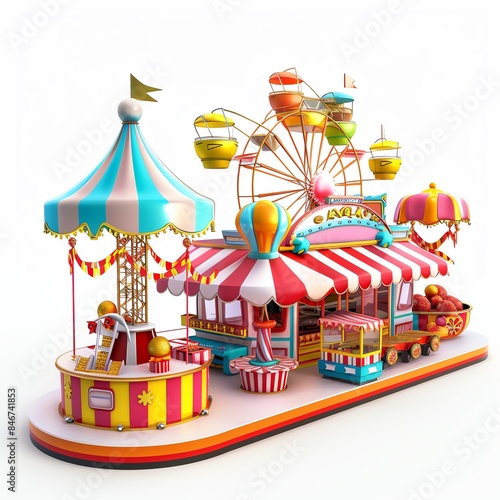 Community fair with games on a white background,