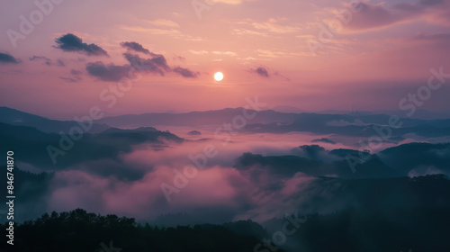 Fototapeta Naklejka Na Ścianę i Meble -  the sky scape over the cloud while you fly on airplane close to sunset time over the mountain 