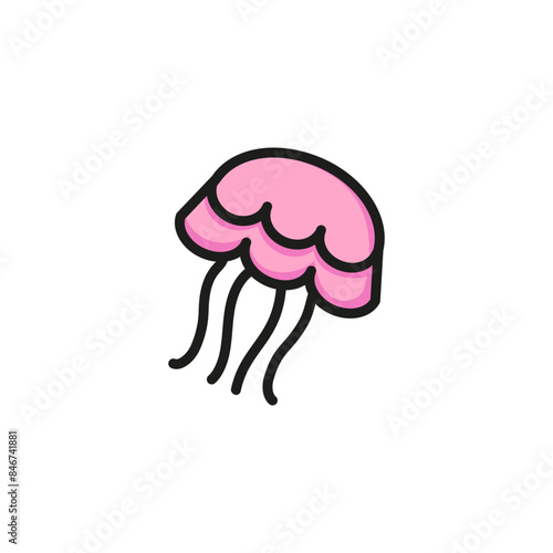 Jellyfish line icon. Danger, oceanarium, underwater. Sea life
concept. Vector illustration can be used for topics like zoology, snorkeling, wildlife
