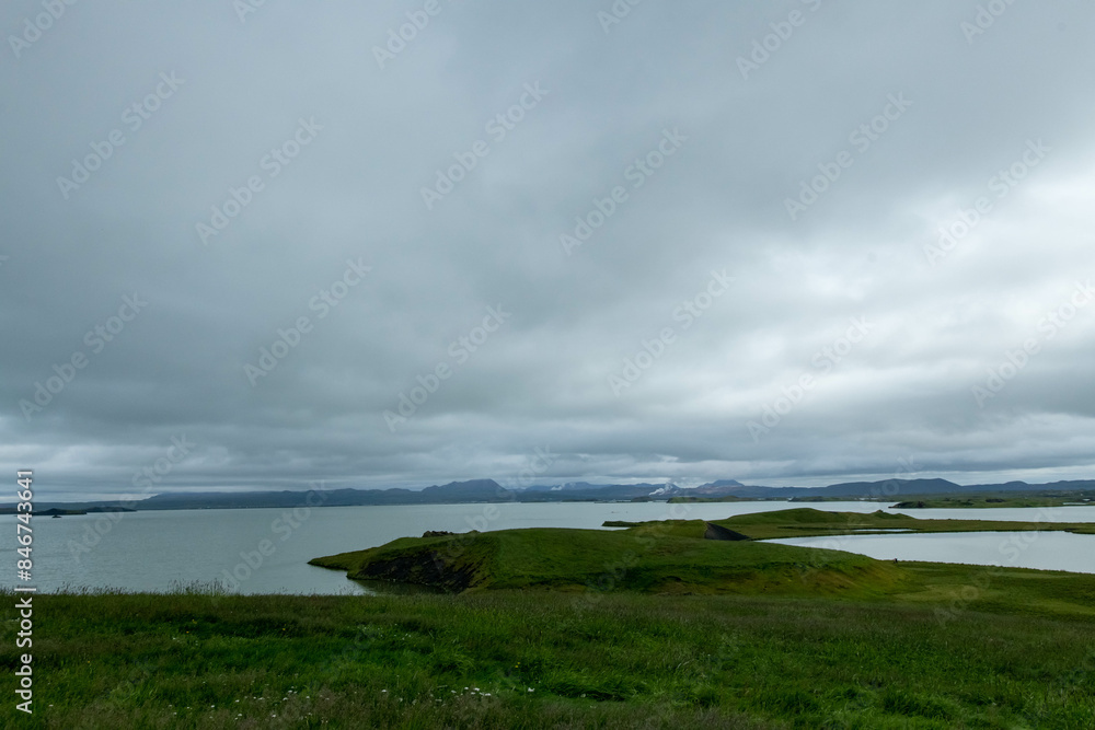 Iceland Akureyri landscape of the lake on a cloudy day Iceland Akureyri landscape of the lake on a cloudy day