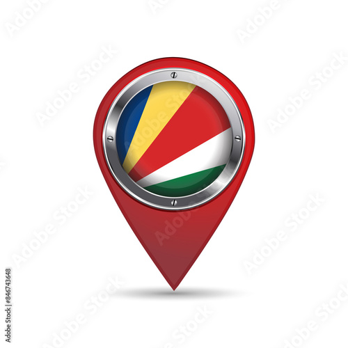 3D pin location icon with Seychelles flag inside vector image design Free Download 3D pin location icon with Seychelles flag inside vector image design - GFXLoad