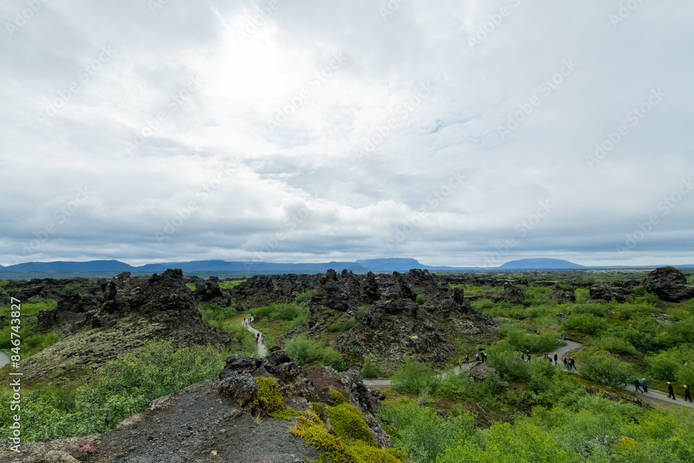 Fototapeta premium Dimu Borgir lava fields of Iceland from Akureyri