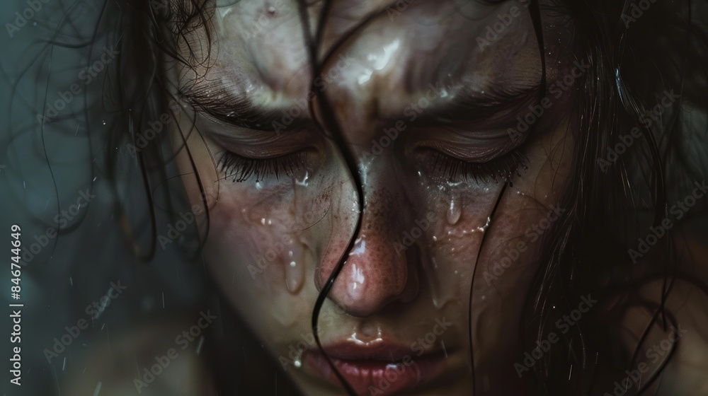a person consumed by sadness, a person consumed by sadness,