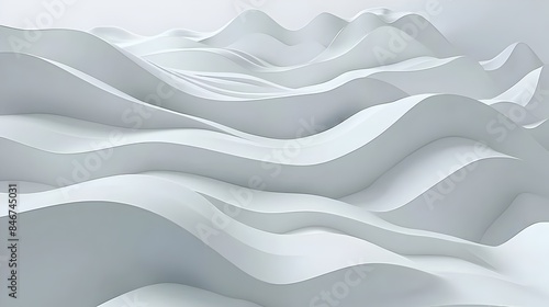 Captivating Abstract 3D Wave Curves and Flowing Geometric Shapes in Minimalist Monochrome Design