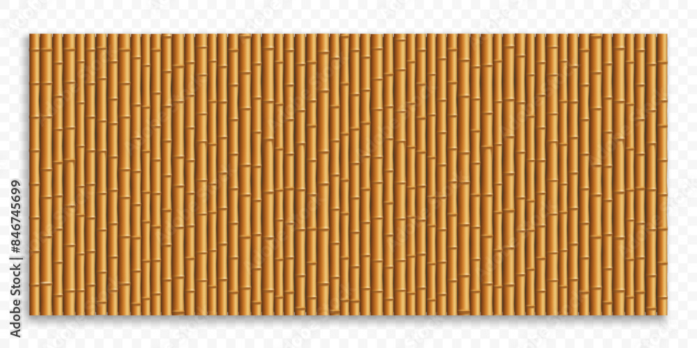 Bamboo wooden banner. Template isolated on transparent background. Stock vector mockup