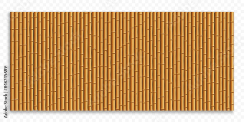 Bamboo wooden banner. Template isolated on transparent background. Stock vector mockup
