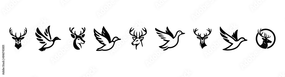 Fototapeta premium Silhouette duck flaying.eps