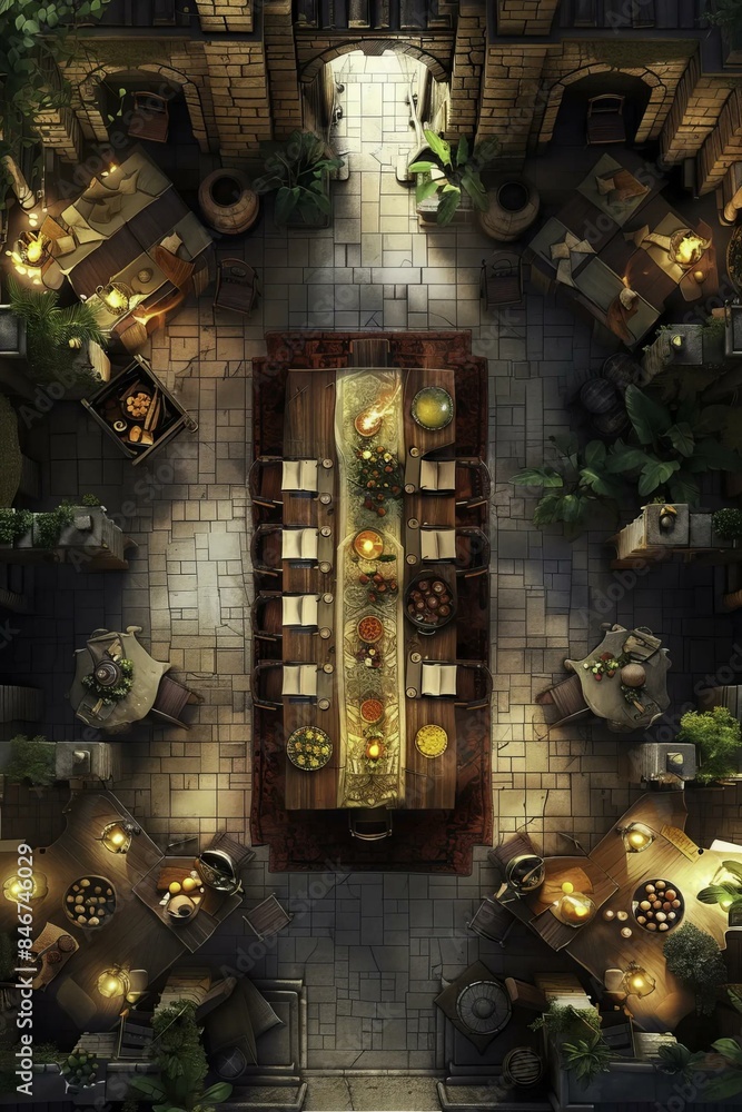 DnD Battlemap Lavish dining hall in a noble's residence. DnD Battlemap Lavish dining hall in a noble's residence.