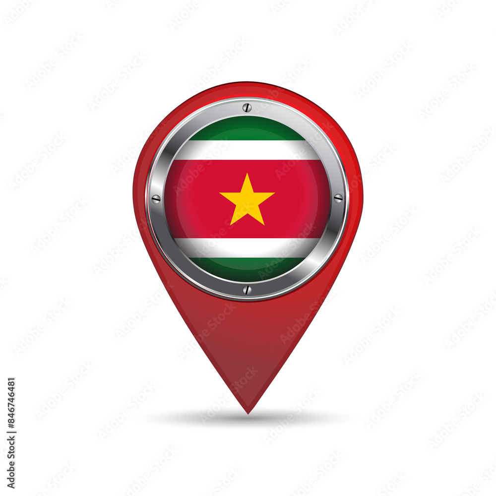 3D Pin Icon with Suriname Flag Inside - Vector Image Design 3D Pin Icon with Suriname Flag Inside - Vector Image Design