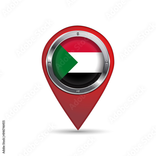Free Download 3D pin icon with Sudan flag inside vector image design - GFXLoad
