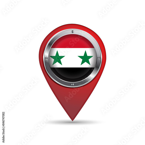 Free Download 3D pin icon with Syria flag inside vector image - GFXLoad