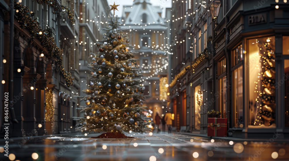 Christmas Evening in a Festive City Street Christmas Evening in a Festive City Street