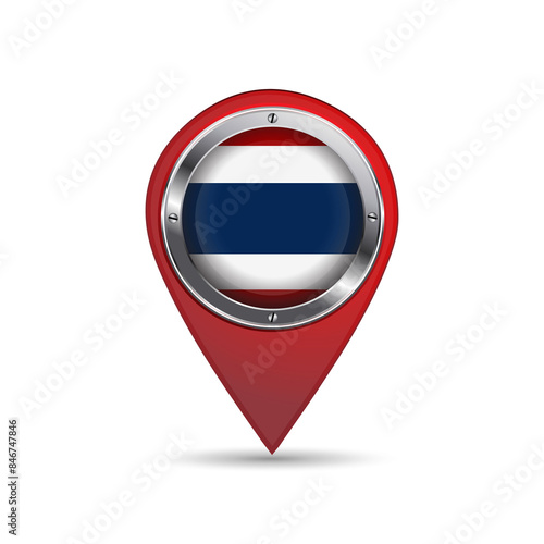 Free Download 3D pin icon with Thailand flag inside vector image - GFXLoad