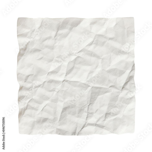 a single blank piece of paper with subtle wrinkles, isolated on transparent