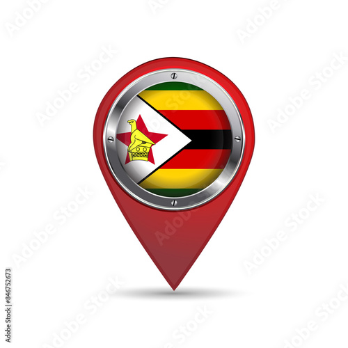 Free Download 3D pin icon with the Zimbabwean flag inside a vector image. - GFXLoad