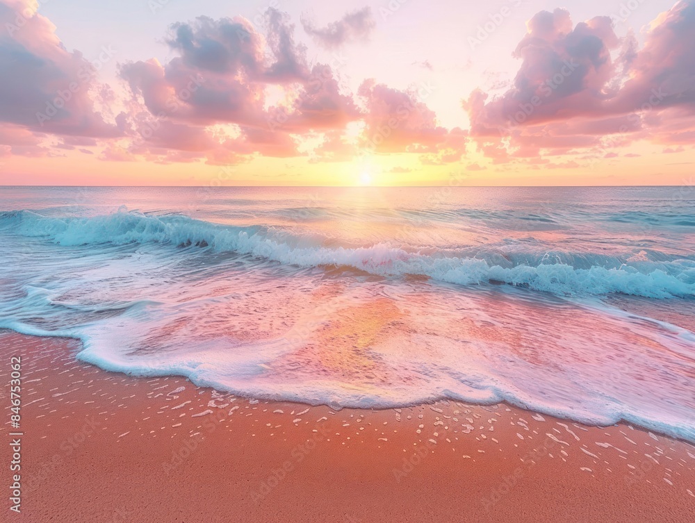 Serene sunset over a tranquil beach with gentle waves, capturing the beauty of twilight and the calmness of the sea. Serene sunset over a tranquil beach with gentle waves, capturing the beauty of twilight and the calmness of the sea.